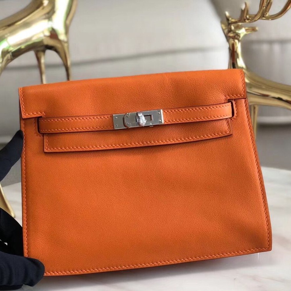 Hermes Kelly Danse Handmade Bag In Orange Swift Leather