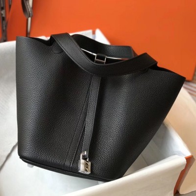 Hermes Picotin Lock 18 Bag In Black Clemence Leather