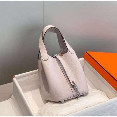 Hermes Picotin Lock 18 Bag In Mauve Pale Clemence Leather