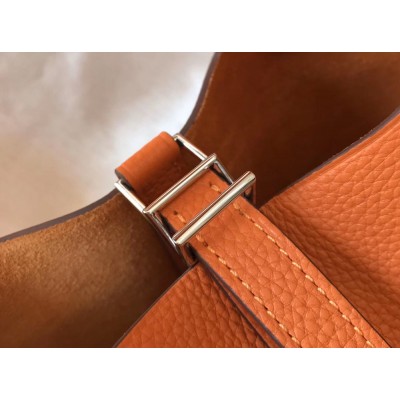 Hermes Picotin Lock 18 Bag In Orange Clemence Leather