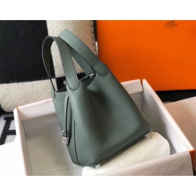 Hermes Picotin Lock 18 Bag In Vert Amande Clemence Leather