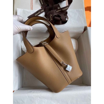 Hermes Picotin Lock 18 Handmade Bag in Chai Clemence Leather