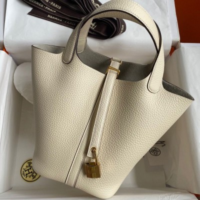 Hermes Picotin Lock 18 Handmade Bag in Nata Clemence Leather