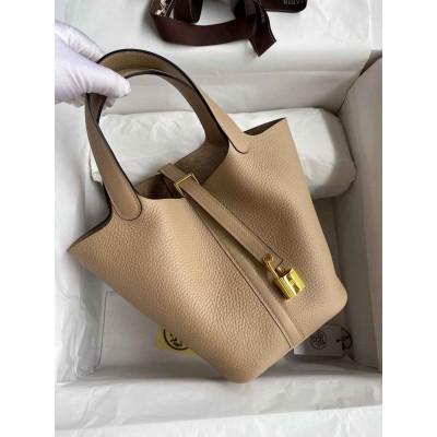 Hermes Picotin Lock 18 Handmade Bag in Trench Clemence Leather