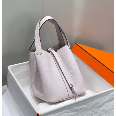 Hermes Picotin Lock 22 Bag In Mauve Pale Clemence Leather