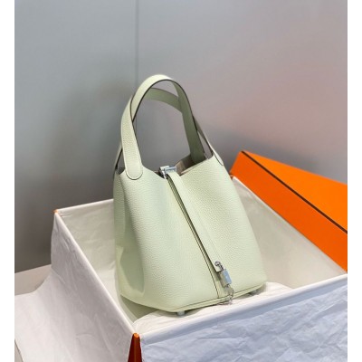 Hermes Picotin Lock 22 Bag In Vert Fizz Clemence Leather