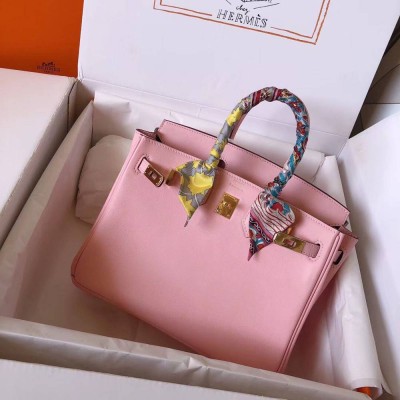 Hermes Birkin 25 Handmade Bag In Pink Swift Leather