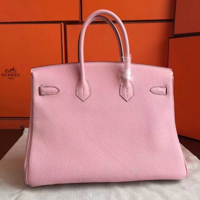 Hermes Birkin 40 Handmade Bag In Pink Clemence Leather