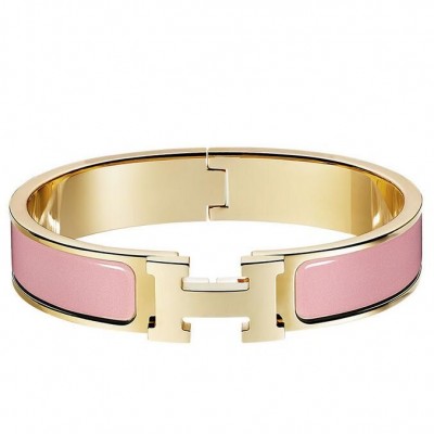 Hermes Pink Enamel Clic H PM Bracelet