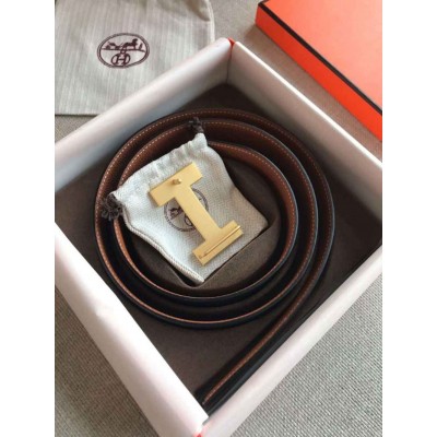 Hermes Quizz 32mm Reversible Belt In Brown Clemence Leather