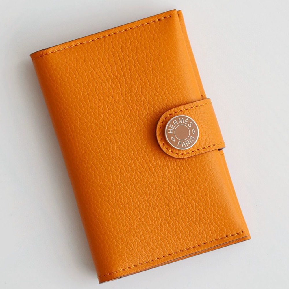 Hermes R.M.S Card Holder in Apricot Evergrain Calfskin