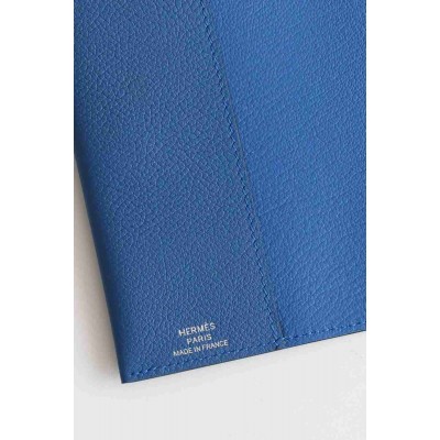 Hermes R.M.S Passport Holder in Blue France Evercolor Calfskin