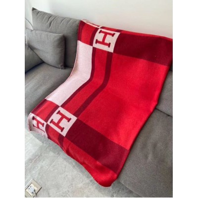 Hermes Red Avalon Bayadere Throw Blanket