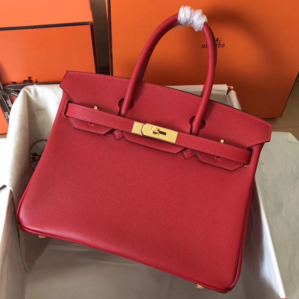 Hermes Birkin 30 Handmade Bag In Red Epsom Leather