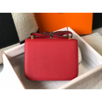 Hermes Red Constance MM 24cm Epsom Leather Bag