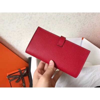 Hermes Red Epsom Bearn Gusset Wallet