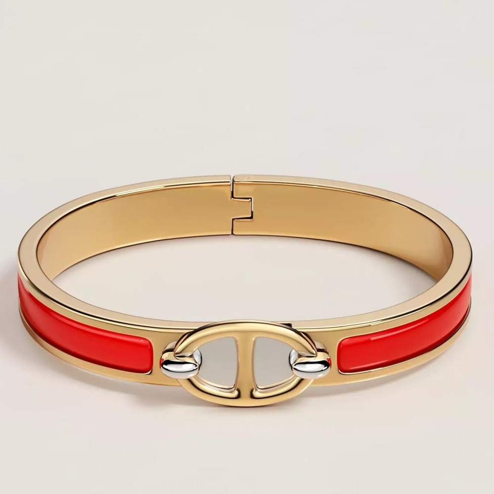 Hermes Red Mini Clic Chaine d Ancre Bracelet