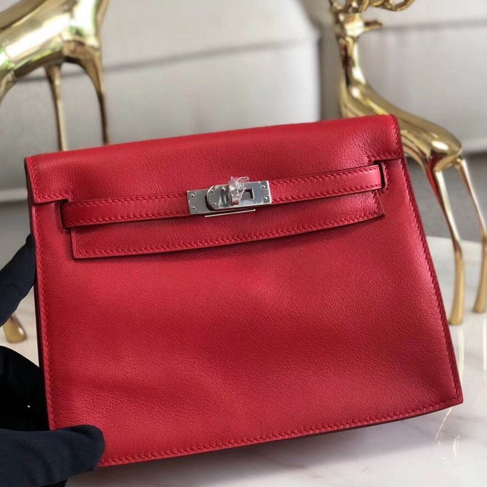 Hermes Kelly Danse Handmade Bag In Red Swift Leather