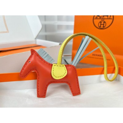 Hermes Rodeo PM Bag Charm in Orange/Blue/Yellow Lambskin