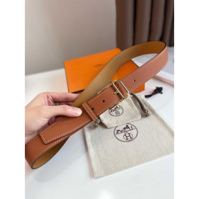 Hermes Romain 35MM Belt in Gold Clemence Leather