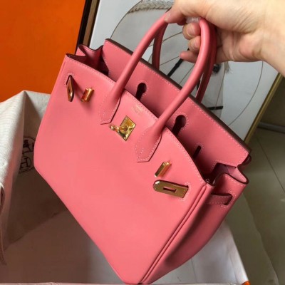 Hermes Birkin 25 Handmade Bag In Rose Lipstick Swift Leather