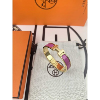 Hermes Rose Purple Enamel Clic H Bracelet