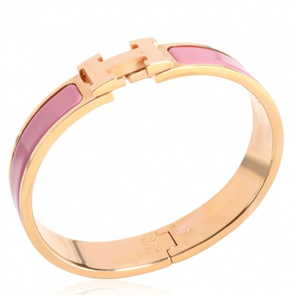 Hermes Rose Purple Enamel Clic H Bracelet