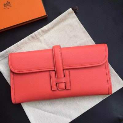 Hermes Jige Elan 29 Clutch Bag In Rouge Pivoine Epsom Calfskin