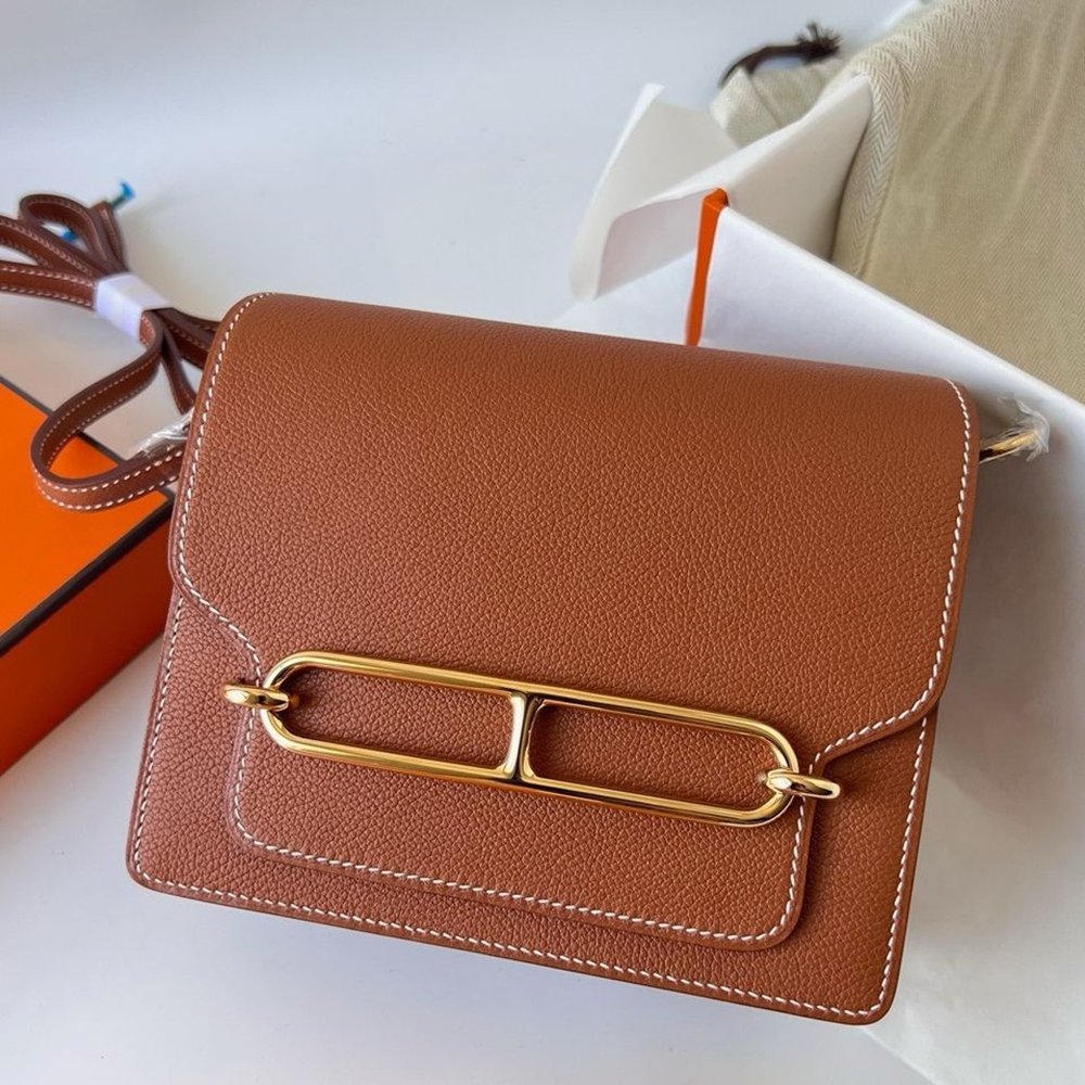 Hermes Roulis Mini 18 Bag in Gold Evercolor Calfskin