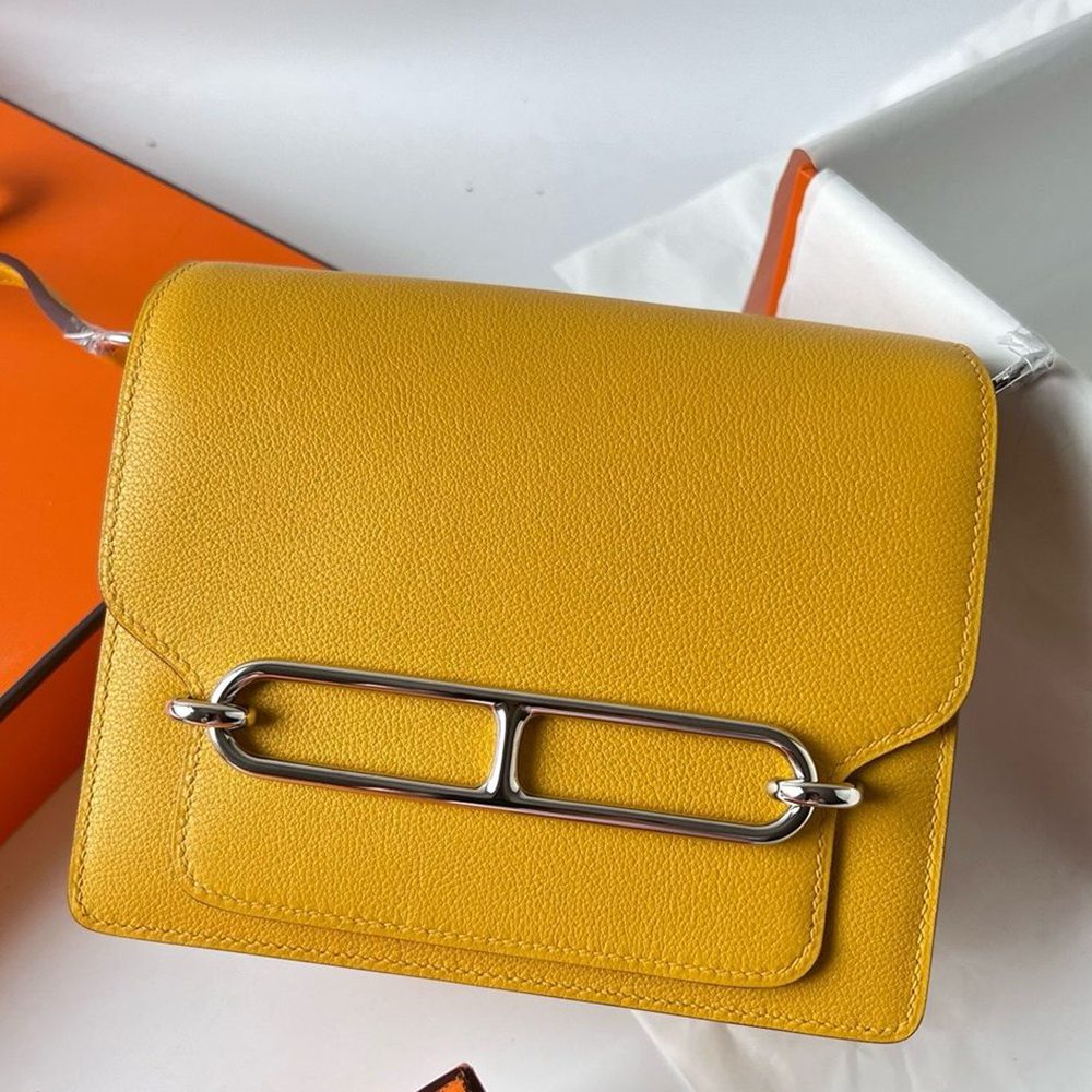 Hermes Roulis Mini 18 Bag in Jaune Ambre Evercolor Calfskin