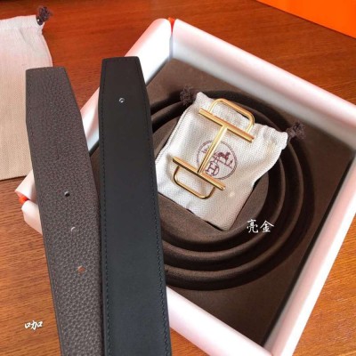 Hermes Royal 38MM Reversible Belt In Cafe Clemence Leather