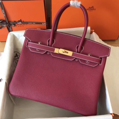 Hermes Birkin 30 Handmade Bag In Ruby Clemence Leather