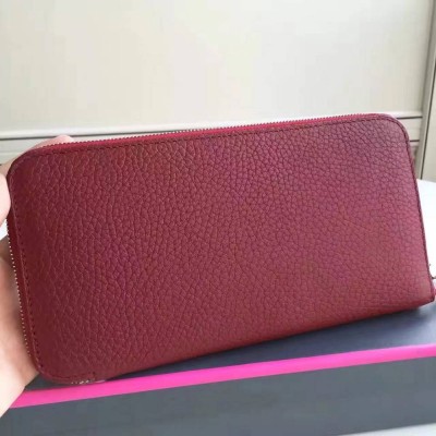 Hermes Ruby Clemence Azap Zipped Wallet