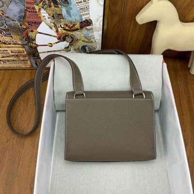 Hermes Sac a Depeches 21 Bag in Taupe Clemence Leather