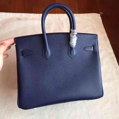 Hermes Birkin 25 Handmade Bag In Sapphire Epsom Calfskin