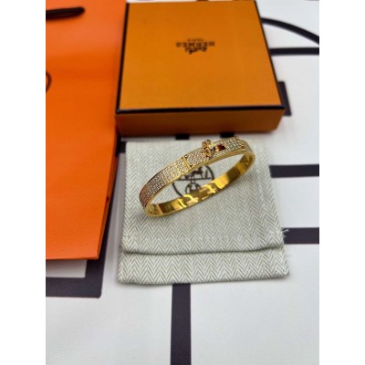 Hermes Small Kelly Bracelet with Full Diamonds