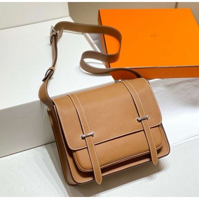 Hermes Steve 30 Messenger Bag in Gold Clemence Leather