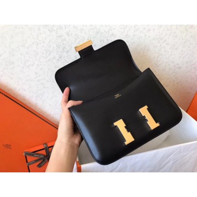 Hermes Constance 24 Handmade In Black Swift Leather