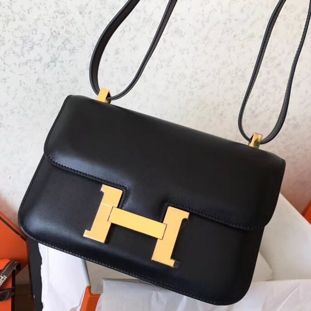 Hermes Constance 24 Handmade In Black Swift Leather