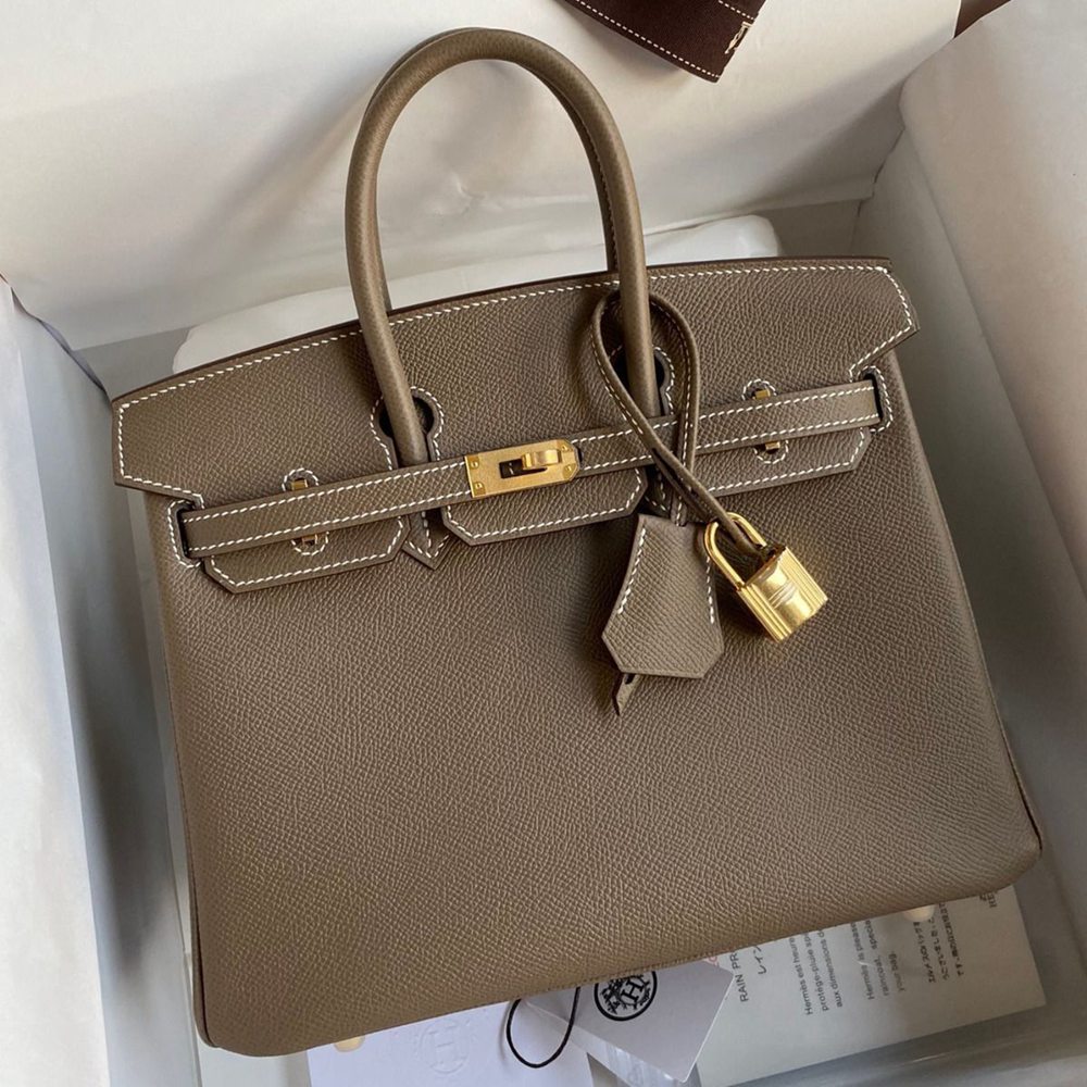 Hermes Birkin 25 Handmade Bag In Taupe Epsom Calfskin