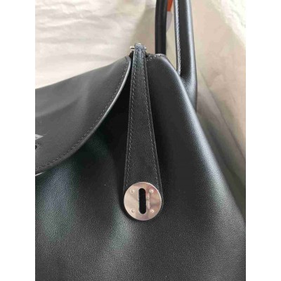 Hermes Touch Lindy 30 Handmade Bag In Black Swift Calfskin