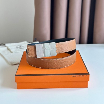 Hermes Typo Reversible Belt 32MM in Gold Epsom Calfskin