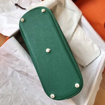 Hermes Bolide 27 Handmade Bag In Vert Vertigo Clemence Leather