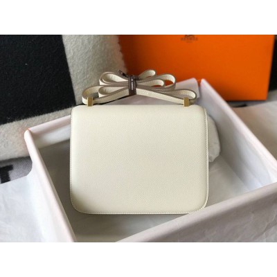 Hermes White Constance MM 24cm Epsom Leather Bag