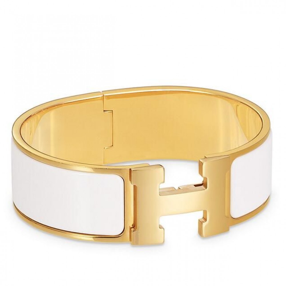 Hermes White Enamel Clic Clac H PM Bracelet