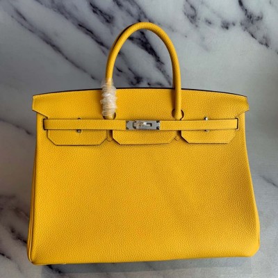 Hermes Birkin 40 Handmade Bag In Yellow Clemence Leather