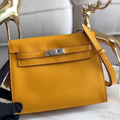 Hermes Kelly Danse Handmade Bag In Yellow Swift Leather