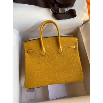 Hermes Touch Birkin 25 Bag In Yellow Shiny Niloticus Crocodile Skin